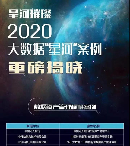 AI赋能大数据：中国移动智能化数据资产管理体系获评2020星河标杆案例