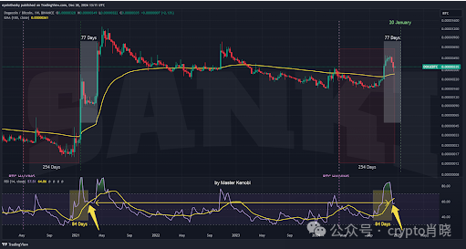 比特币减半周期下狗狗币价格走势分析：RSI指标揭示DOGE未来趋势